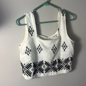 Haute Hippe white black crop tank top size small